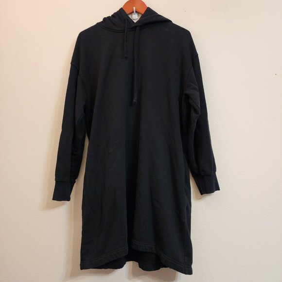 COS Hooded Sweatshirt Dress Black 100% Cotton Pocket Long Slv Women S Sporty - Picture 2 of 16
